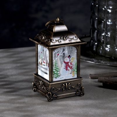 Светодиодная фигура «Снеговик в лесу» 7.5 × 13.5 × 7.5 см, пластик, батарейки АААх3 (не в комплекте), свечение тёплое белое