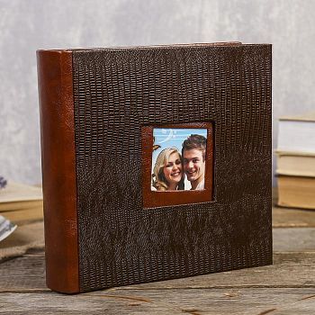 Фотоальбом на 200 фото 10х15 см "Змеиная кожа" бумажные листы, кожзам МИКС 22х23х5 см