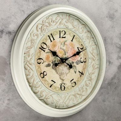 Часы настенные, серия: Интерьер, "Розы", плавный ход, d=50 см, 1 АА