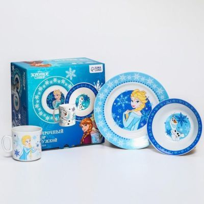 Набор посуды "Winter Magic", Холодное сердце, кружка 200 мл, тарелка 17 см, салатник 360 мл
