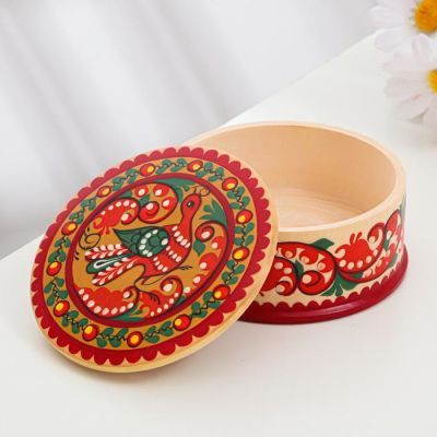 Шкатулка, 10,5×10,5х4,5 см, пучужская роспись