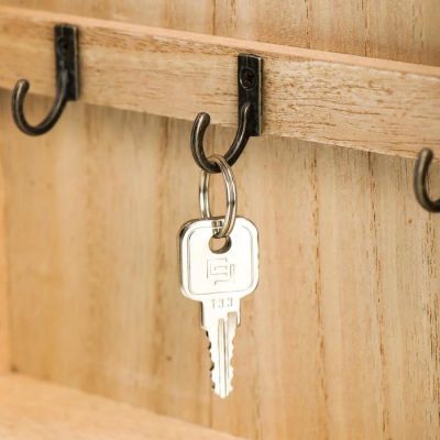 Ключница дерево "Цветы в горшке" голубая 25,5х20х5,2 см