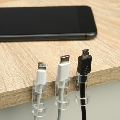 Держатель самоклеящийся для проводов и гирлянд ТУНДРА krep, 15х40 мм, прозрачный,