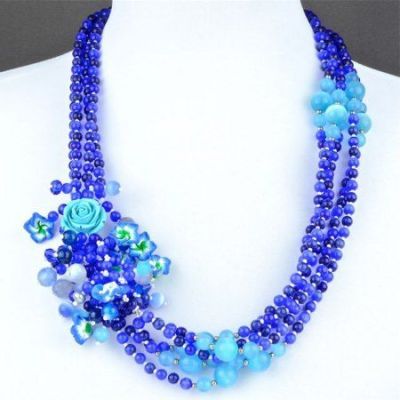 Ожерелье Кошачий глаз, бисер, агат "Марлейн" арт. ВАС-1482