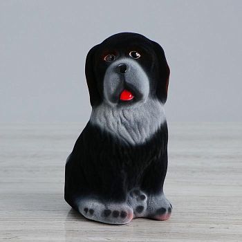 Копилка "Собака Бетховен", флок, чёрная, 18 см