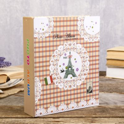 Фотоальбом на 80 фото 10х15см "Эйфелева башня и кружева" золот.обвод,в короб МИКС 23х19х5,2