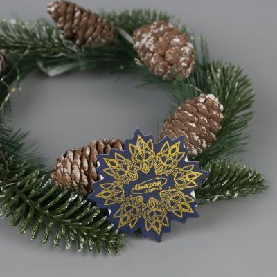 Светодиодная фигура «Венок с шишками» 20 см, пластик, батарейки CR2032х2 (не в комплекте), свечение тёплое белое