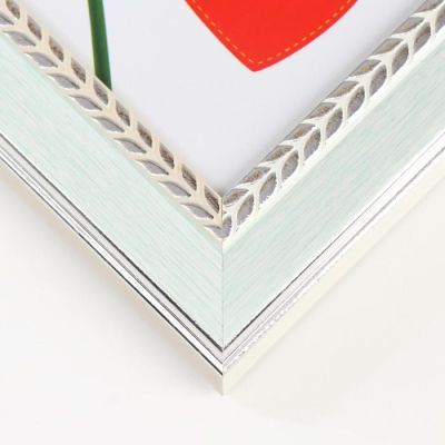 Фоторамка пластик 15х20 см "Нежно-голубая с серебристой косичкой" 24,5х19,5 см