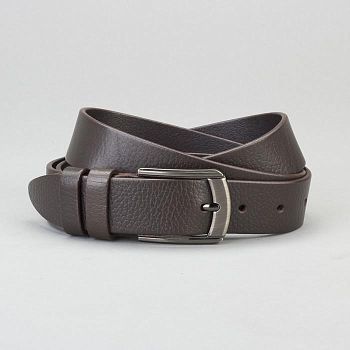 Ремень мужской, гладкий, пряжка металл, ширина - 3,5 см, цвет кофе