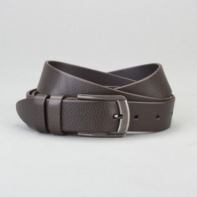 Ремень мужской, гладкий, пряжка металл, ширина - 3,5 см, цвет кофе