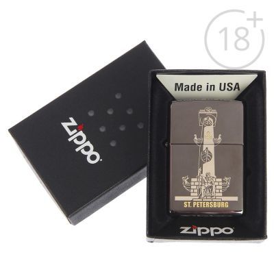 Зажигалка ZIPPO 150 ROSTRAL COLUMN с покрытием Black Ice