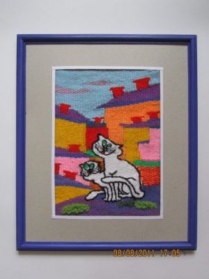 Гобелен «Коты на крыше» (38х45см)