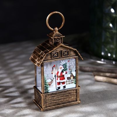 Светодиодная фигура «Дед Мороз с ёлкой» 7.5 × 14 × 4.2 см, пластик, батарейки AG13х3, свечение тёплое белое