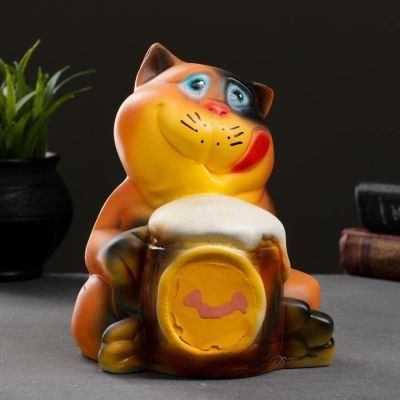 Копилка "Кот с кружкой" 19х16х17см