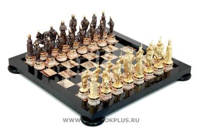 Шахматы "Русские" камень яшма долерит №38 (38 х 38 см)