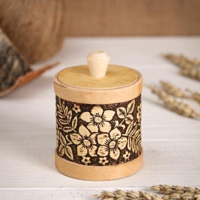 Туес "Цветочки", малый, D=6 см