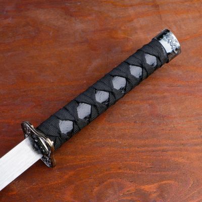 Сув. изделие катаны 2в1 на подставке, ножны кожзам, змея черная 47/70см