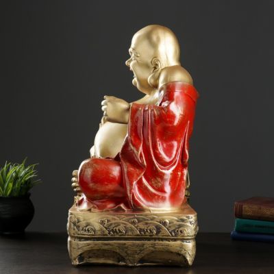 Копилка "Хотей сидя большой" бронза с красным, 32х25х48см