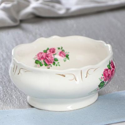 Салатник "Овал", белый, цветы, 1.5 л, деколь микс