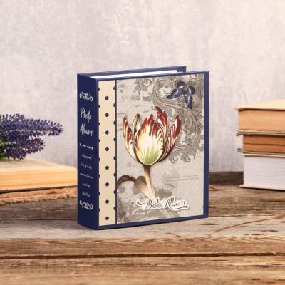 Фотоальбом на 40 фото 10х15 см "Бутон" в коробке с зол.обводкой МИКС 17х14х5 см