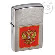 Зажигалка ZIPPO 200 Герб России с покрытием Brushed Chrome