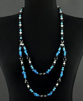 Авторские бусы   прес.Бирюза, кошачий глаз "Морячка" арт.ВАН-446