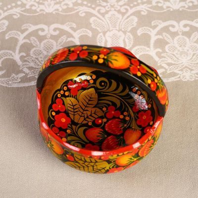 Конфетница «Корзинка», 14×14×15 см, хохлома