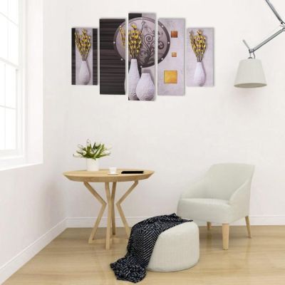 Модульная картина "Жёлтые цветочки" (2-23х52; 2-24х70; 1-24х80) 120х80см