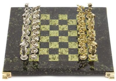 Шахматы "Дискобол" камень змеевик доска 28х28 см №13