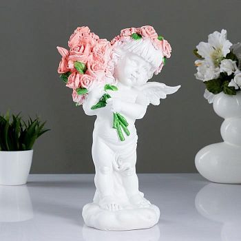 Фигура "Ангел с букетом роз" 32см