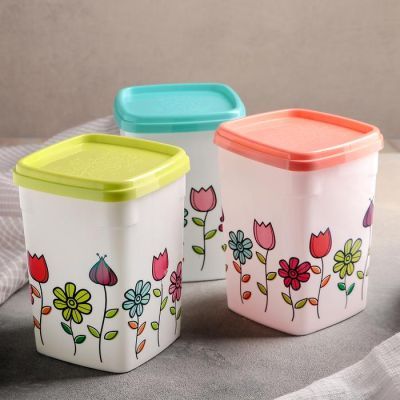 Набор банок для сыпучих «Клумба», 500 мл, 3 шт, цвет МИКС