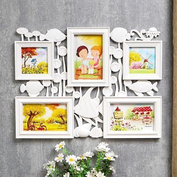 Фоторамка на 5 фото 10х10, 10х15 см "Рыбки" белая 34,5х45х2,5 см