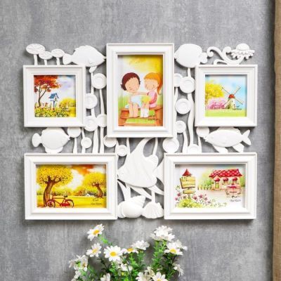 Фоторамка на 5 фото 10х10, 10х15 см "Рыбки" белая 34,5х45х2,5 см