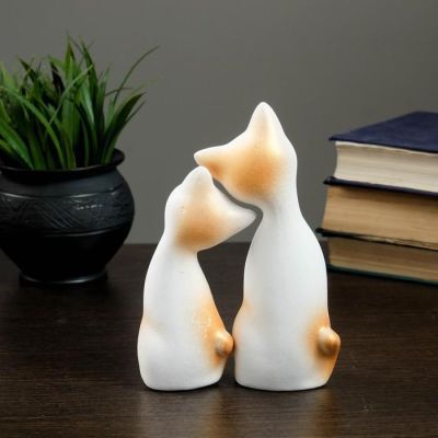 Фигура "Love Коты ушастые" 7×13×17см белые/золото (набор 2 шт)