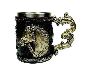 Кружка металлическая "Лошадь" (объем 450 мл) Символ наступающего 2026 года!