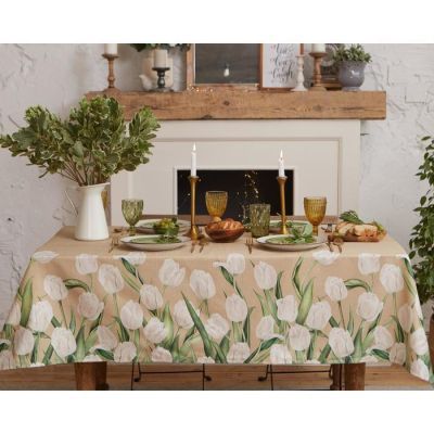 Скатерть "Этель" Белые тюльпаны 149х180см, 100% хл, саржа 190 г/м2
