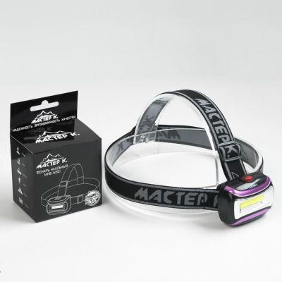 Фонарь налобный, серия: "Мастер К", 1 LED, 5 х 7 см, 3 ААА, микс