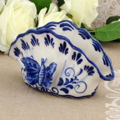 Салфетница «Ракушка с бабочкой», 16×4×8,5 см, гжель