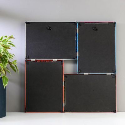 Фоторамка пластик на 4 фото 10х15 см "Краски" ребристая 32,5х32,5 см