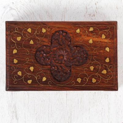 Шкатулка дерево "Большой цветок" 13х20х6 см