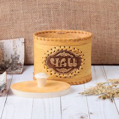 Туес «Чай», 14×8,5×15 см, береста