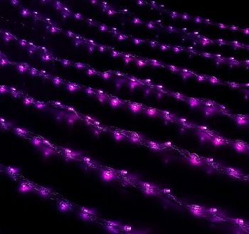 Гирлянда "Дождь" уличная (Ш:2 м, В:1,5 м, нить тёмная, фиолетовый)