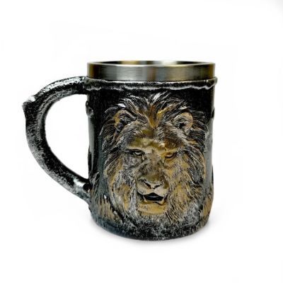 Кружка металлическая "Лев" (объем 450 мл)