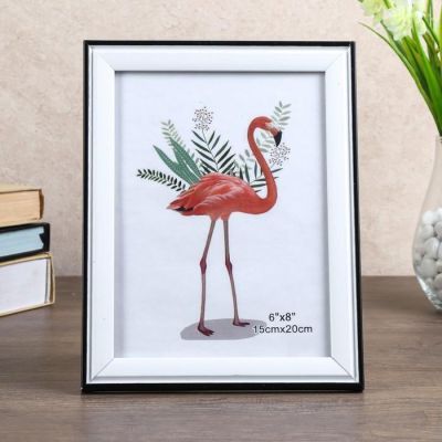 Фоторамка пластик 15х20 см "Доминика" белая с чёрным обрамлением 22,5х17,5 см