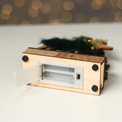 Новогодний декор с подсветкой «Ёлочки и олень с колокольчиком» 6×4×19.5 см, зелёный