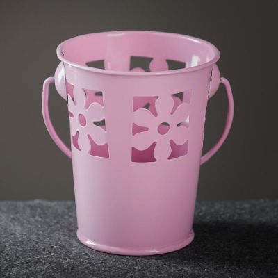 Кашпо "Ведерко" бабочки, цветы, 8*8см, цвет микс