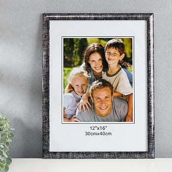 Фоторамка пластик 30х40 см "Серебряная патина на чёрном" 43х33 см