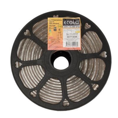 Светодиодная лента Ecola 14 × 7 мм, 100 м, IP68, SMD5050, 60 LED/м, 14.4 Вт/м, 220 В, свечение жёлтое