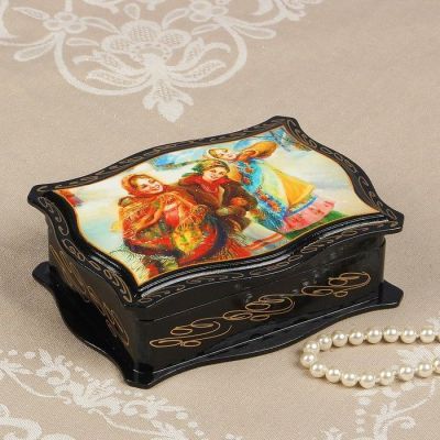 Шкатулка «Деревня», 12,5×16,5 см, лаковая миниатюра, микс