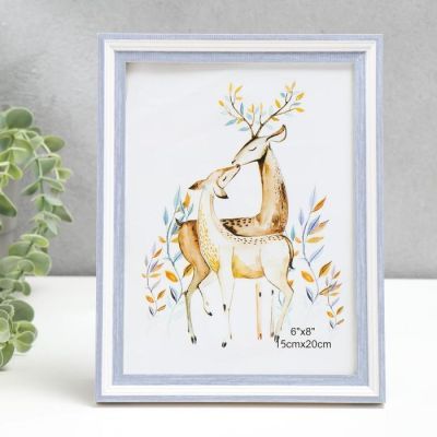 Фоторамка пластик 15х20 см "Белая с сиренью" 22,5х17,5 см